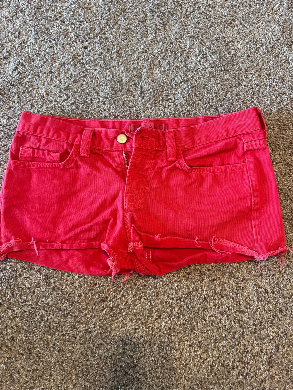 J Brand Vibrant Red Denim Cutoff Shorts